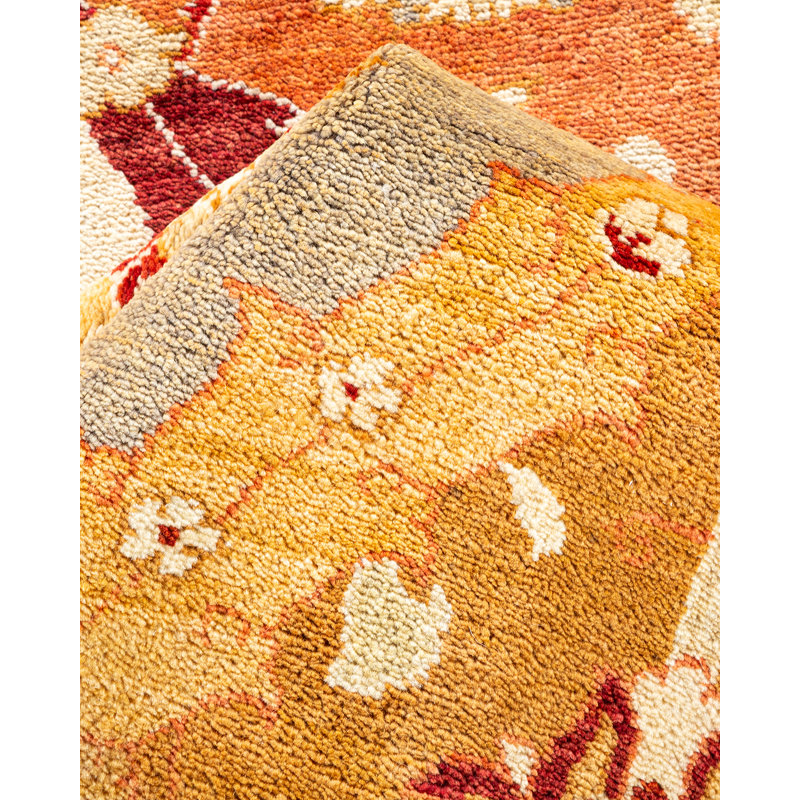 Handmade Ivory and Multicolor Wool Rectangular Area Rug
