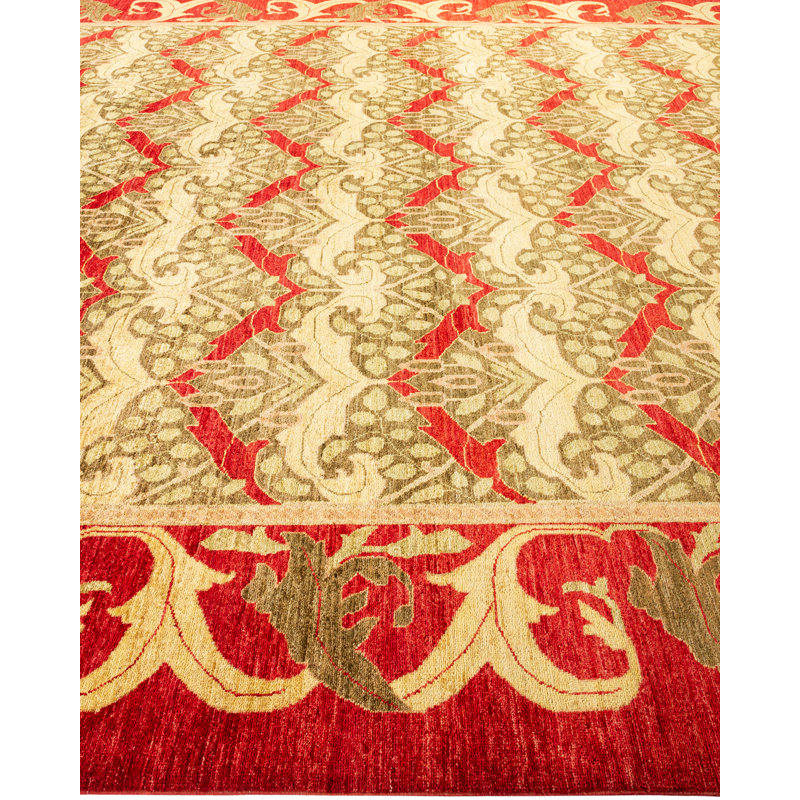 Harmony Red Wool 10' x 14' Hand-Knotted Area Rug