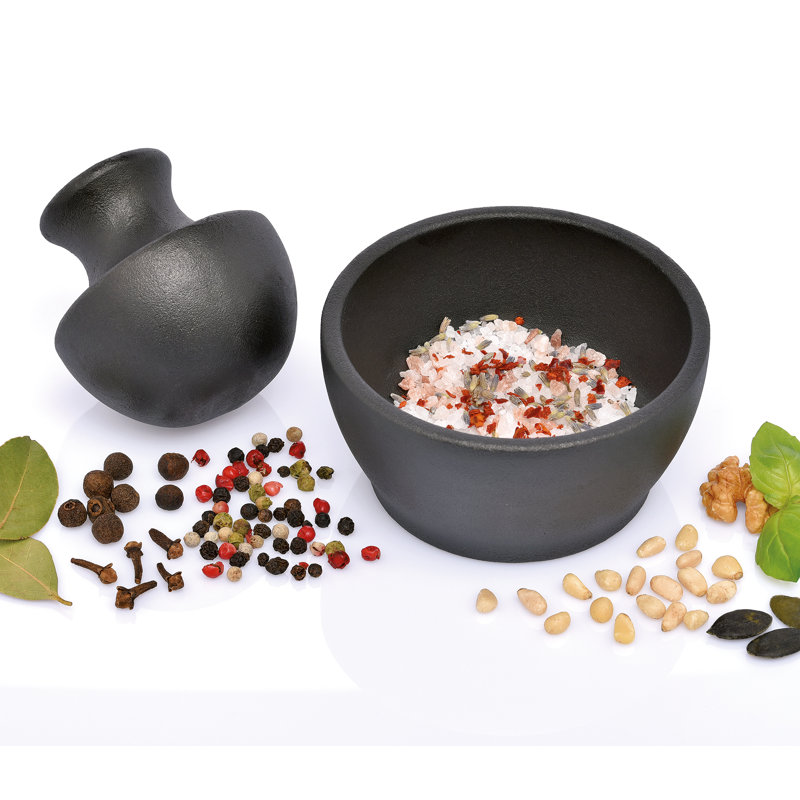 Manu Black Cast Iron Mortar and Pestle Set