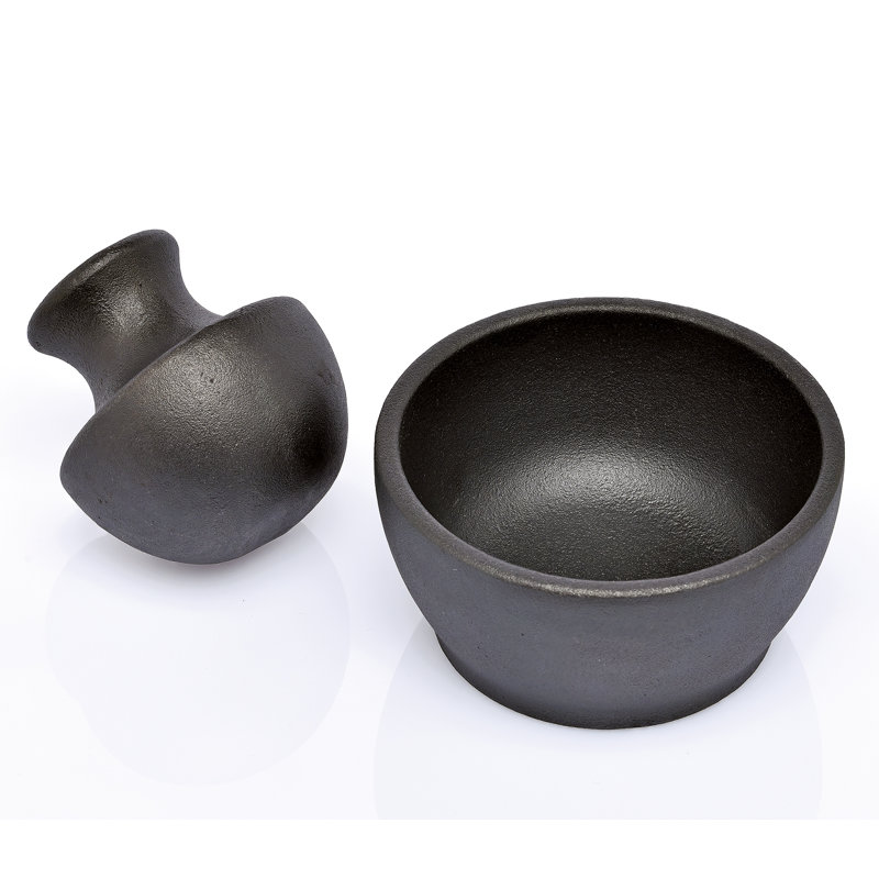 Manu Black Cast Iron Mortar and Pestle Set