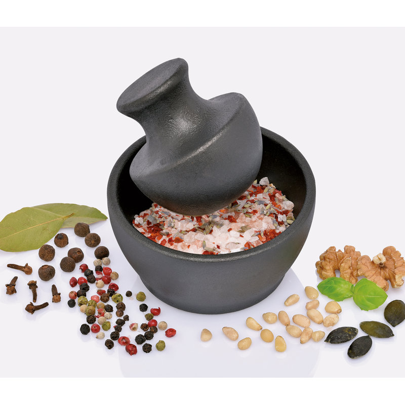 Manu Black Cast Iron Mortar and Pestle Set