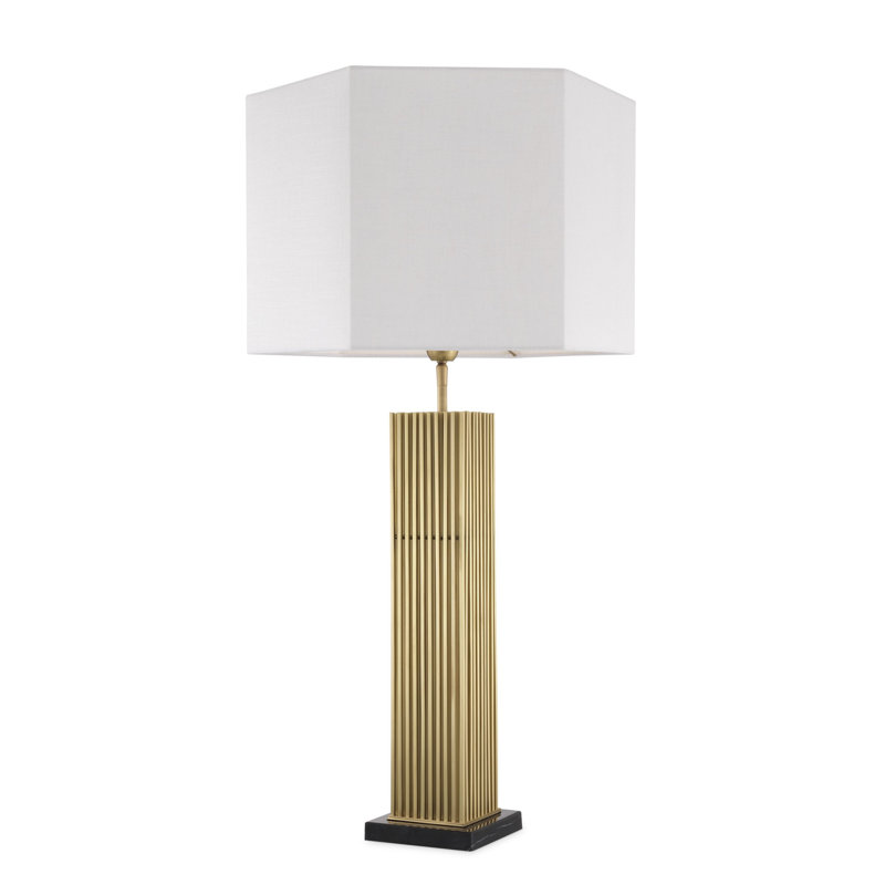 Edison White and Antique Brass Table Lamp with Marble Base