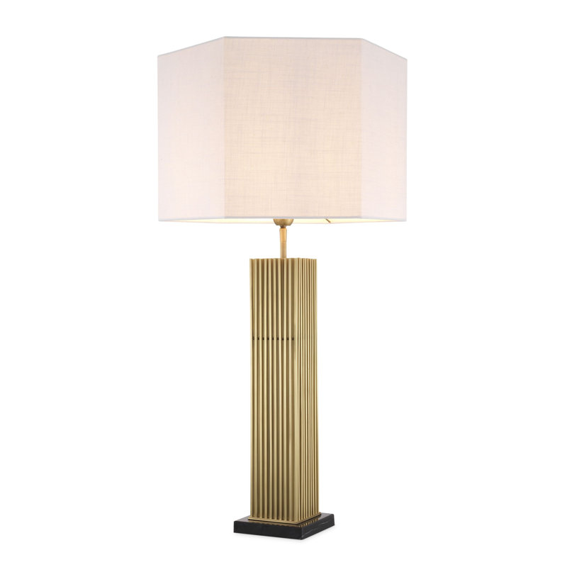 Edison White and Antique Brass Table Lamp with Marble Base