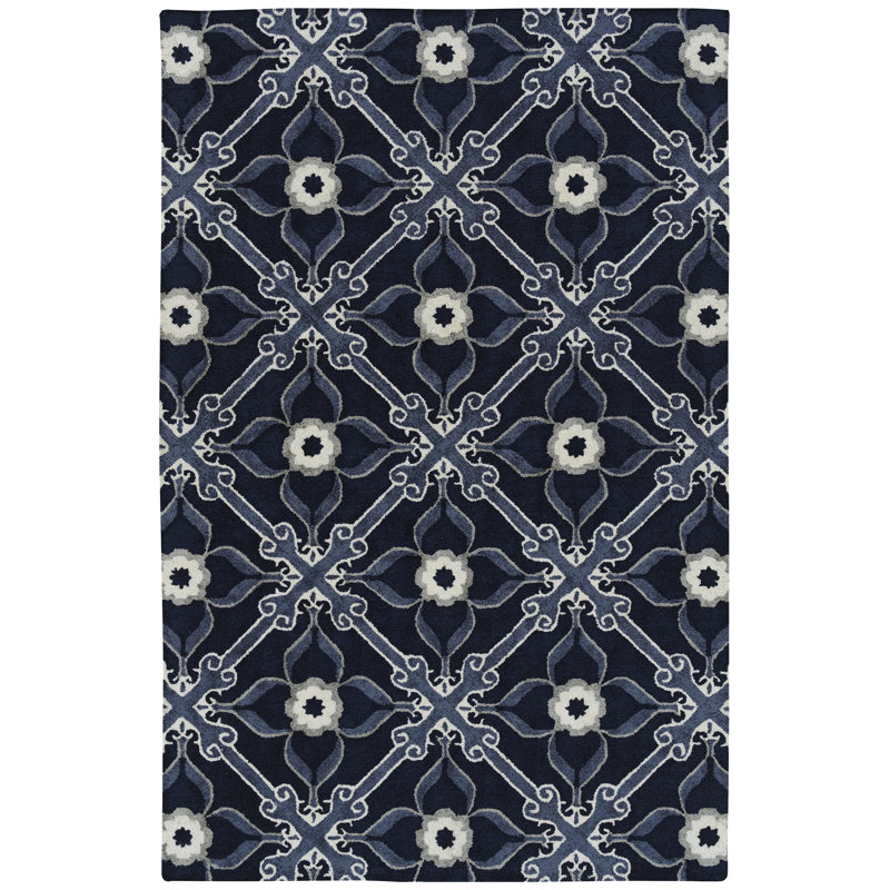 Ivory Peranakan Tile Hand-Tufted Rectangular Rug, 2' x 3'