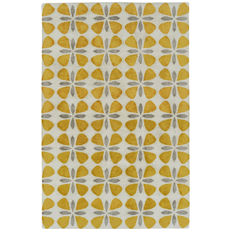 Handmade Peranakan Tile-Inspired Gray Rectangular Rug
