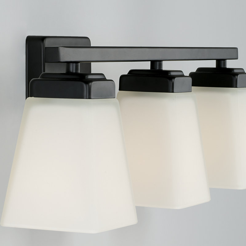 Baxley Matte Black 3-Light Vanity with Soft White Glass