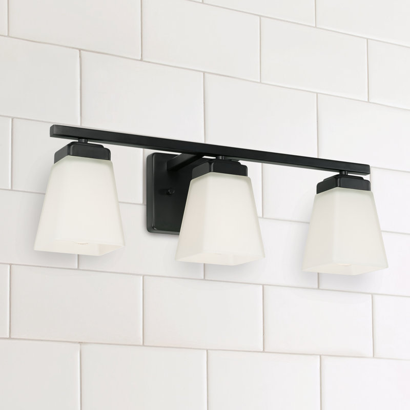 Baxley Matte Black 3-Light Vanity with Soft White Glass