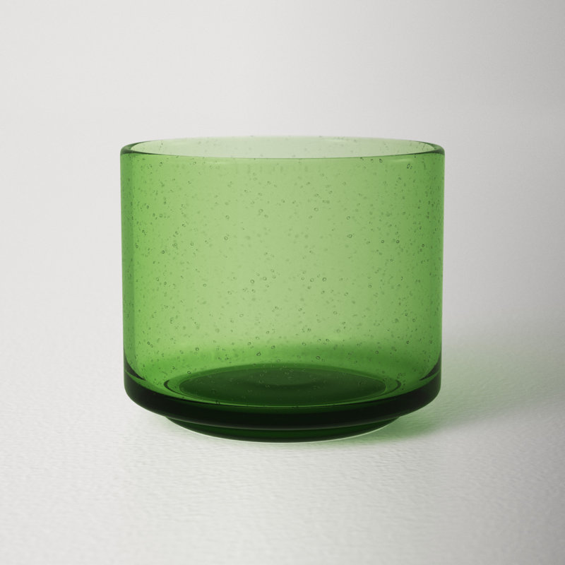 Small Green Hand-Blown Glass Cylinder Table Vase