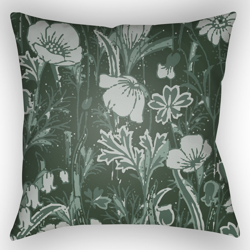 Dark Green Chinoiserie Floral Square Throw Pillow Set