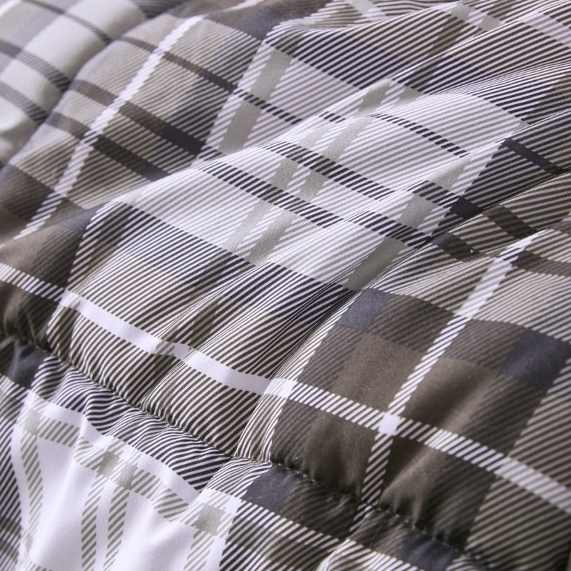 King Brown Plaid Microfiber Reversible Comforter Set