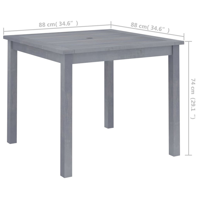 Rustic Acacia Wood Patio Dining Table with Umbrella Hole