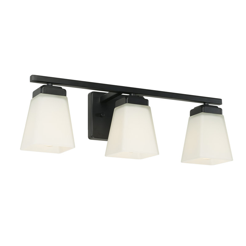 Baxley Matte Black 3-Light Vanity with Soft White Glass