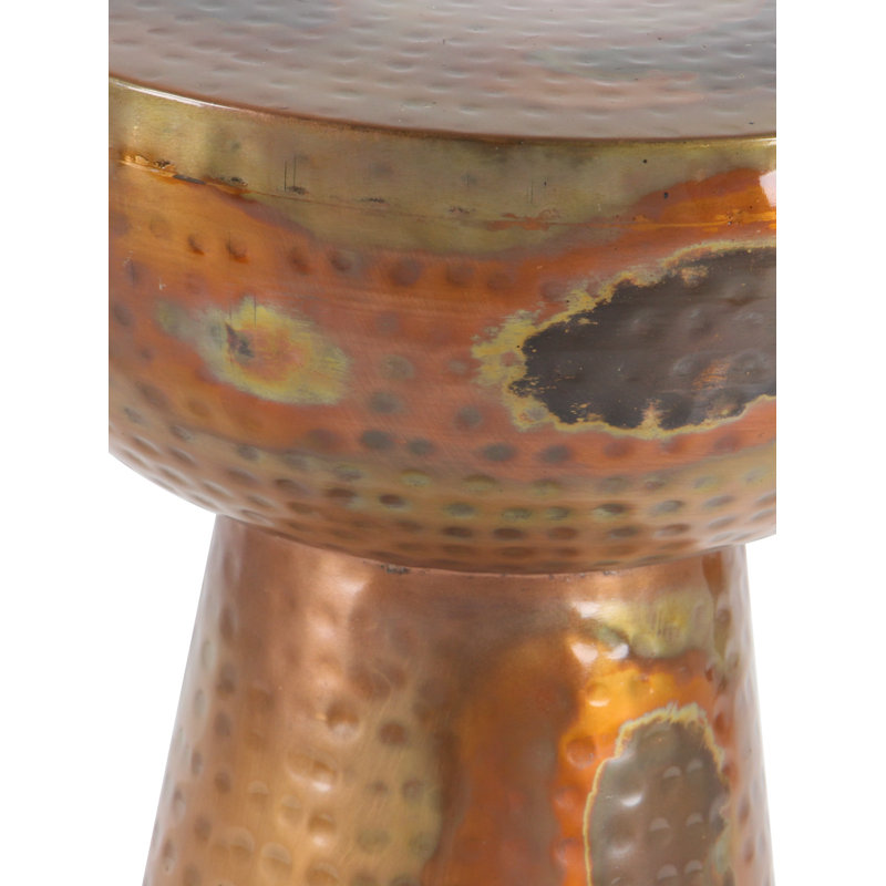 Vintage-Inspired Copper Metal Round Accent Stool - 22.5" x 15.4"
