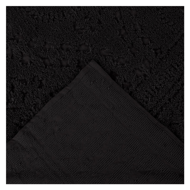 Bohemian Charm Black Cotton Euro Sham with Tufted Artsy Design