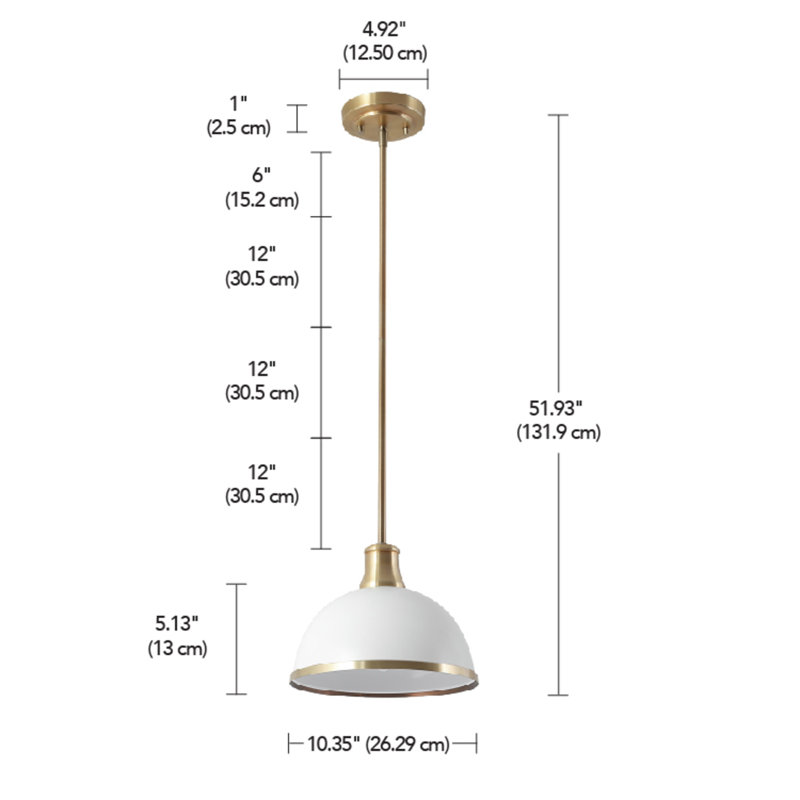 Beckett Matte White and Brass Accents Modern Farmhouse Pendant