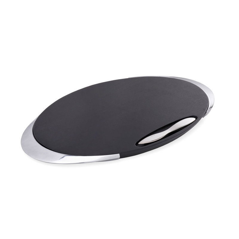 Cozzolino Modern Noir Acacia Wood & Alloy Cheese Board Set with Knife