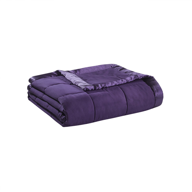Full/Queen Blue Down Alternative Blanket with Satin Trim