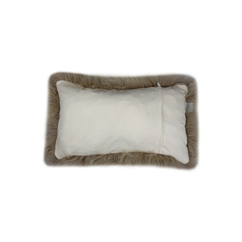 Taupe Sheepskin Rectangular Throw Pillow Set