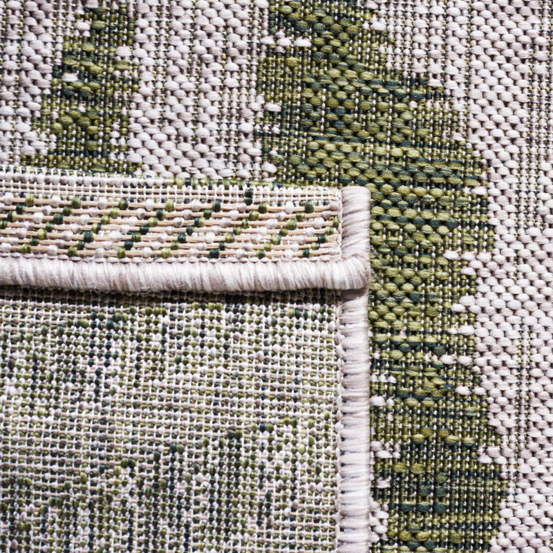 Courtyard Grey and Green 8' x 10' Easy-Care Outdoor Rug