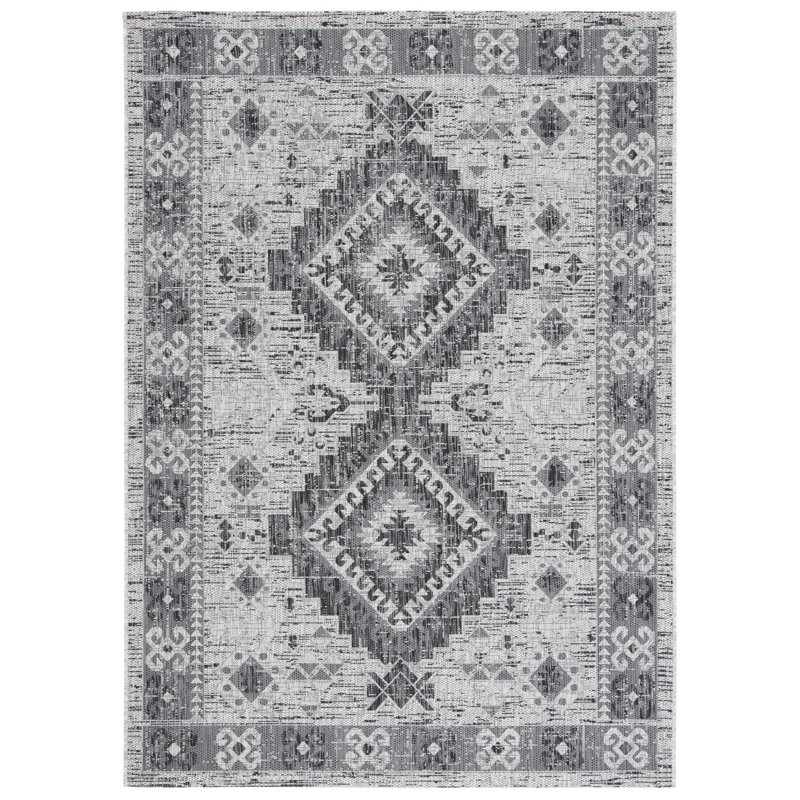 Courtyard Light Grey & Charcoal Easy-Care Outdoor Rug - 8' x 10'