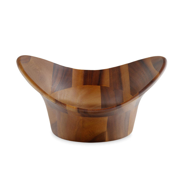 Ripple Acacia Wood Salad Bowl with Alloy Servers