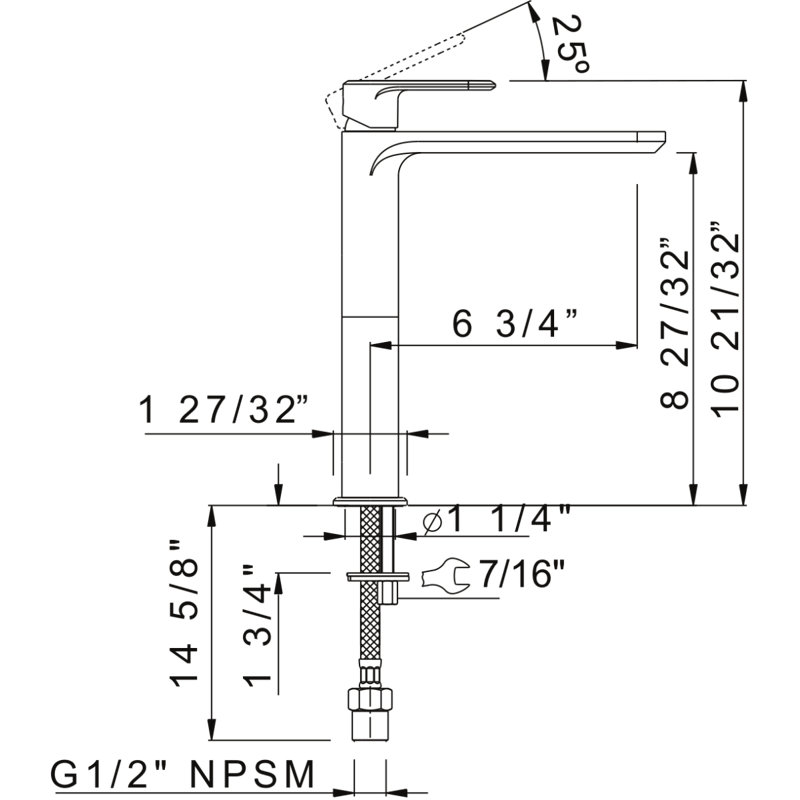 Meda Polished Nickel Contemporary Tall Vessel Faucet