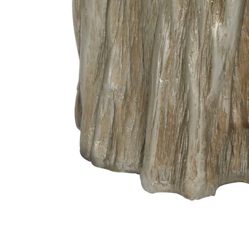 Silver Tree Trunk Inspired Round Fiberglass Accent Stool 13" x 19"