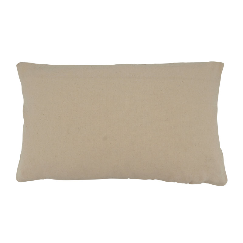 Gray and Beige Striped Cotton Pillow Cover with Tassels