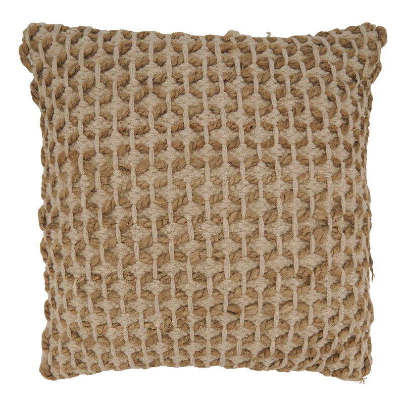 Coastal Charm Ivory Cotton-Jute Rope Design Pillow Cover