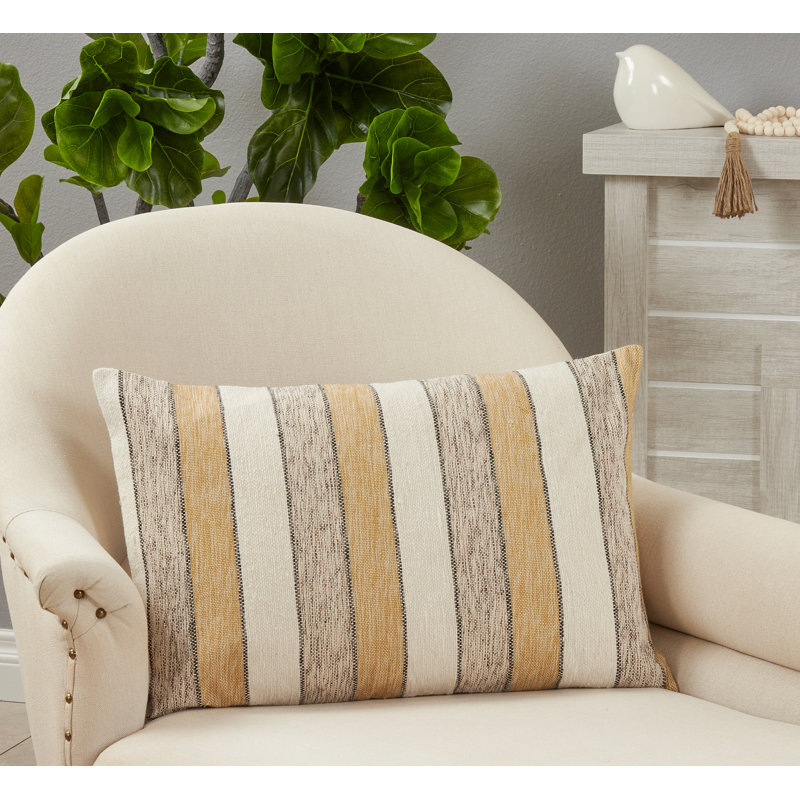 Bright Tones Wide Stripe 16"x24" Cotton Pillow Cover