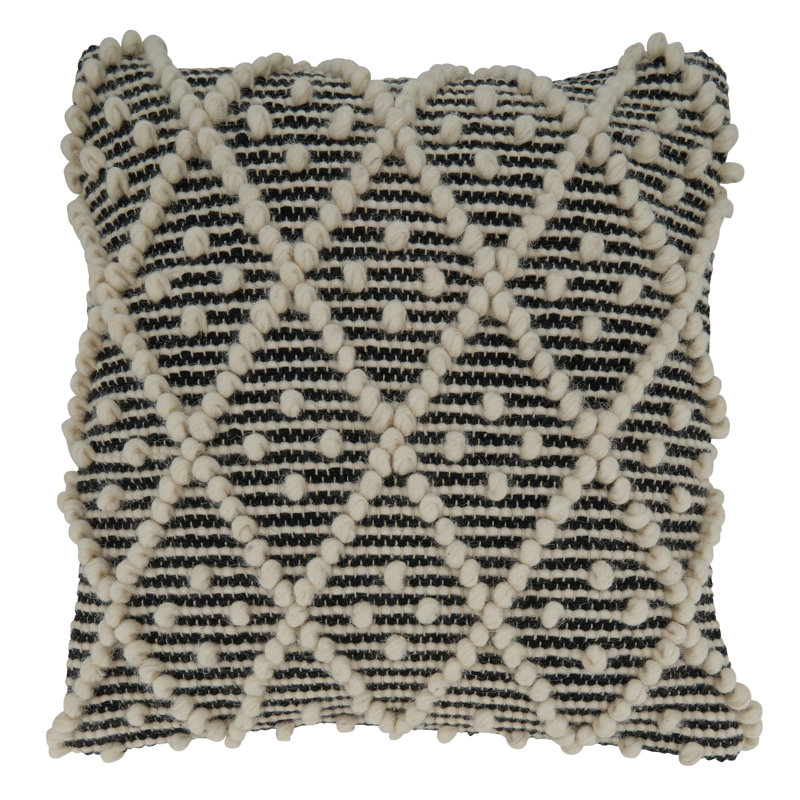 Chic Diamond Woven Black & White Cotton-Polyester Euro Pillow Cover