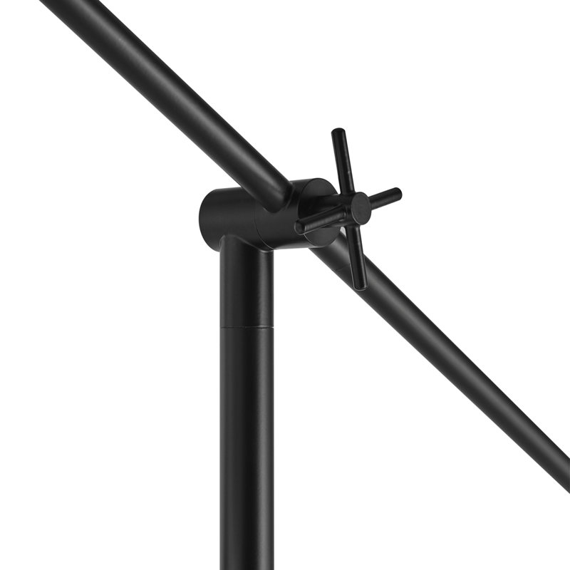Avellino Matte Black Adjustable Floor Lamp with White Linen Shade