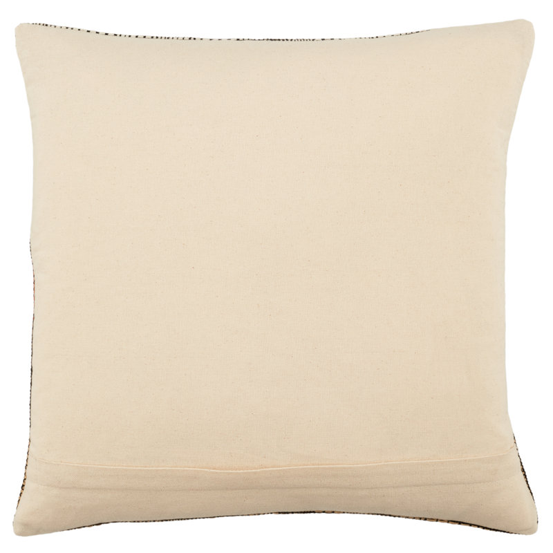 Terracotta and Ivory Geometric Cotton Throw Pillow