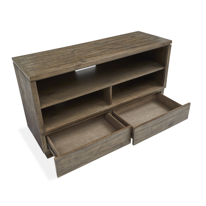 Baisden 52'' Transitional Pine & Metal Console Table with Mirrored Storage