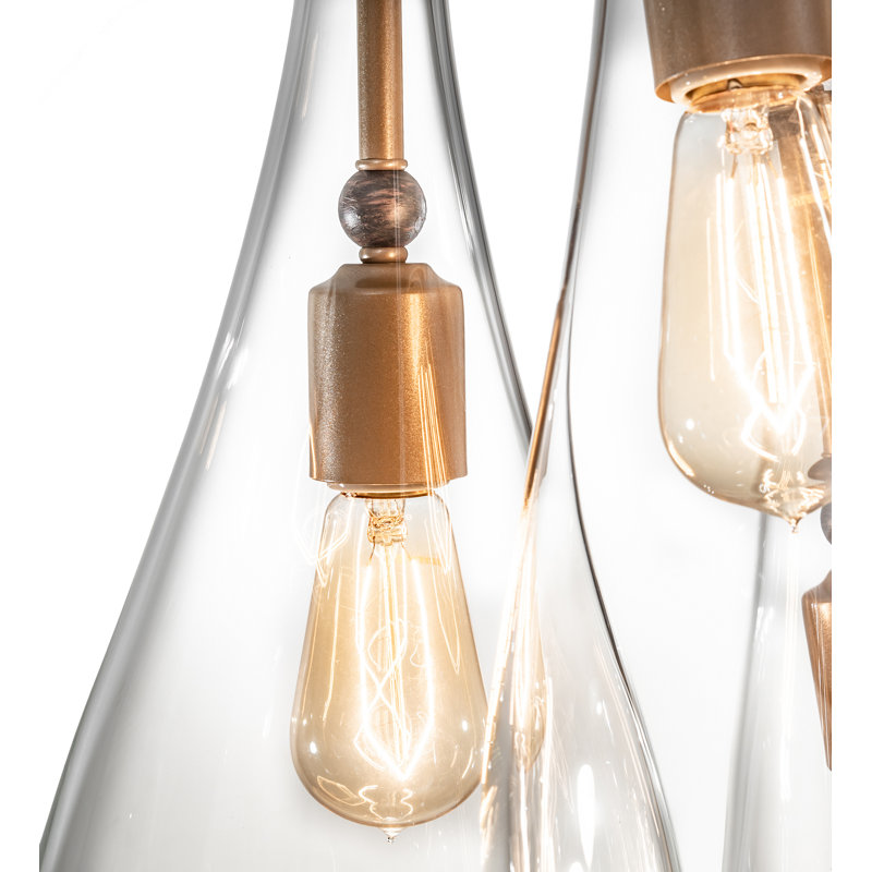 Clear Glass 3-Light Champagne Metallic LED Pendant