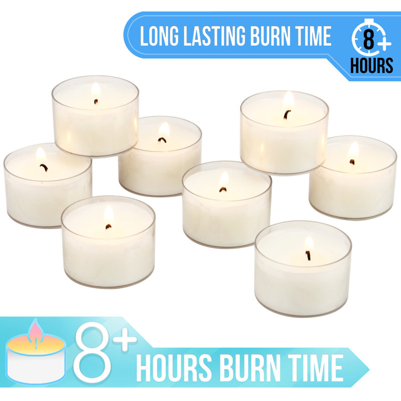 Sustainable Palm Wax White Tealight Candles, 96 Pack