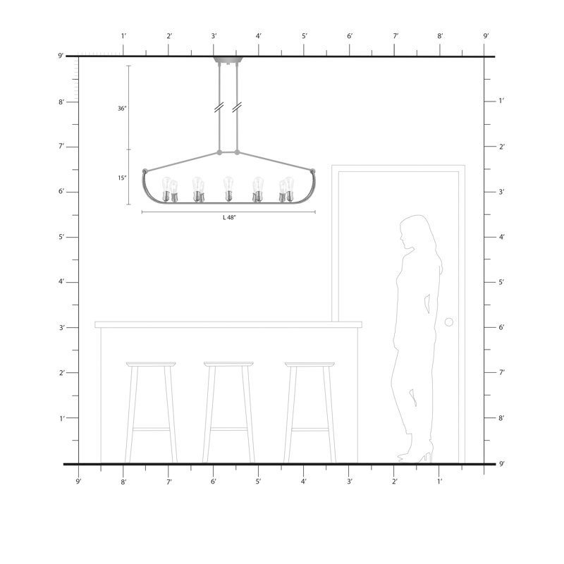 Archer 10-Light Black and Nickel Linear Chandelier
