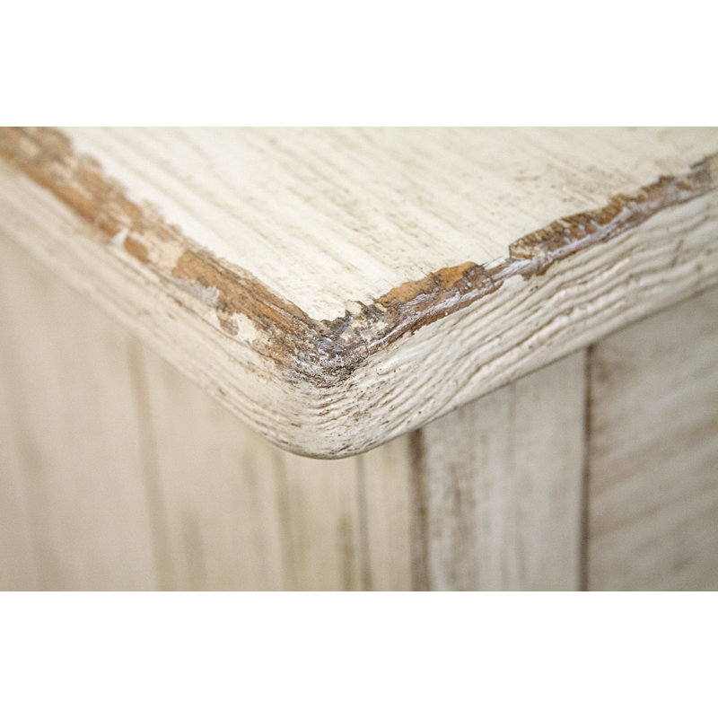 Aya French Country 56'' White Solid Wood Sideboard with Hand-Chiseled Grooves