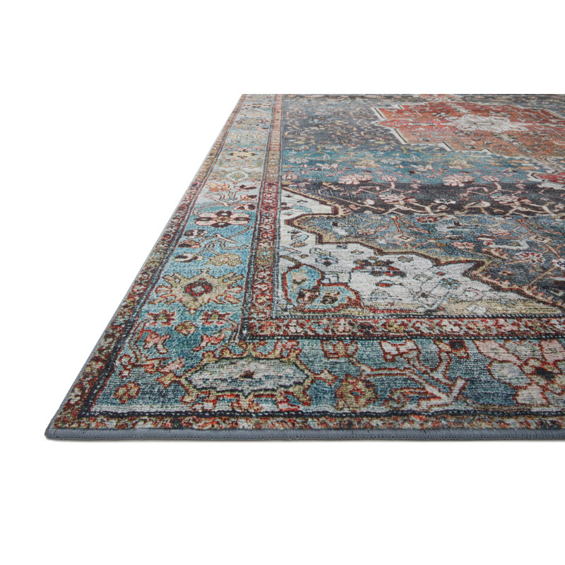 Margot 24" x 60" Blue Synthetic Easy Care Rug