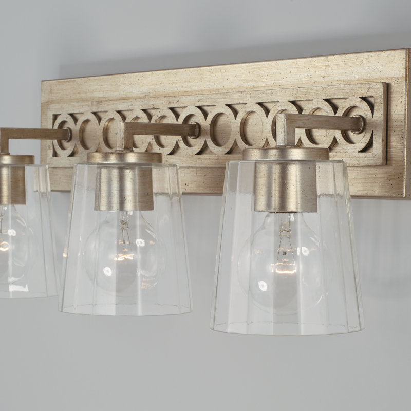 Winter Gold 3-Light Vanity with Clear Faceted Glass Shades