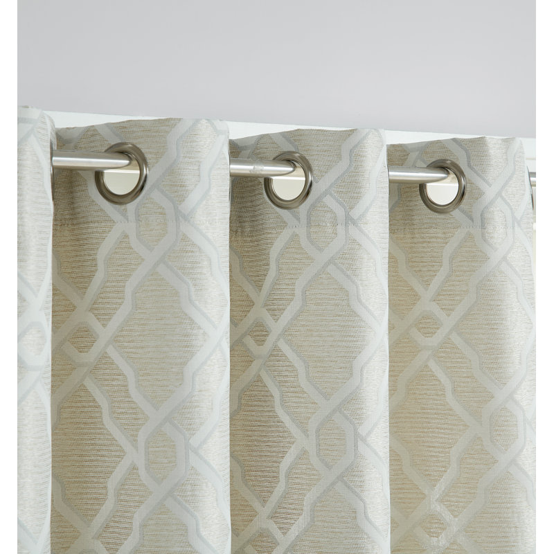 Champagne Polyester Blackout Curtains with Modern Print, 52" x 96"