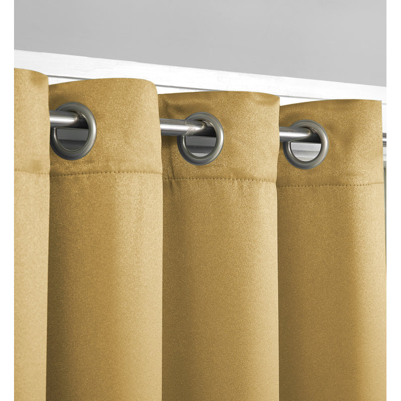 Gold Polyester Blackout Grommet Curtains, 52" x 96"