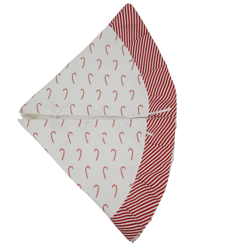 Red and White Candy Cane 56" Polyester Christmas Tree Skirt