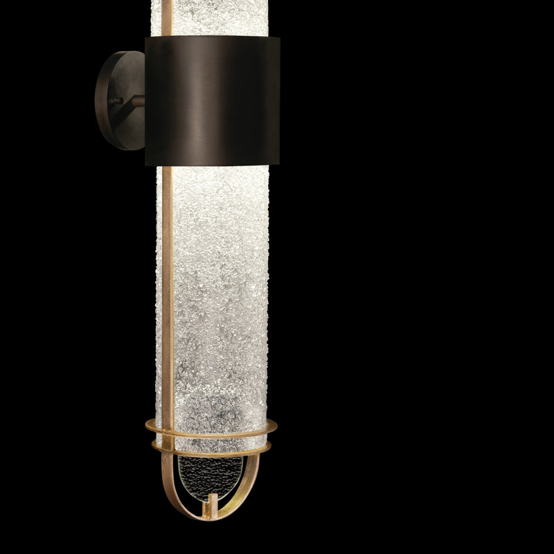 Elegant Black and Gold Dual-Light LED Sconce with Handcrafted Studio Glass