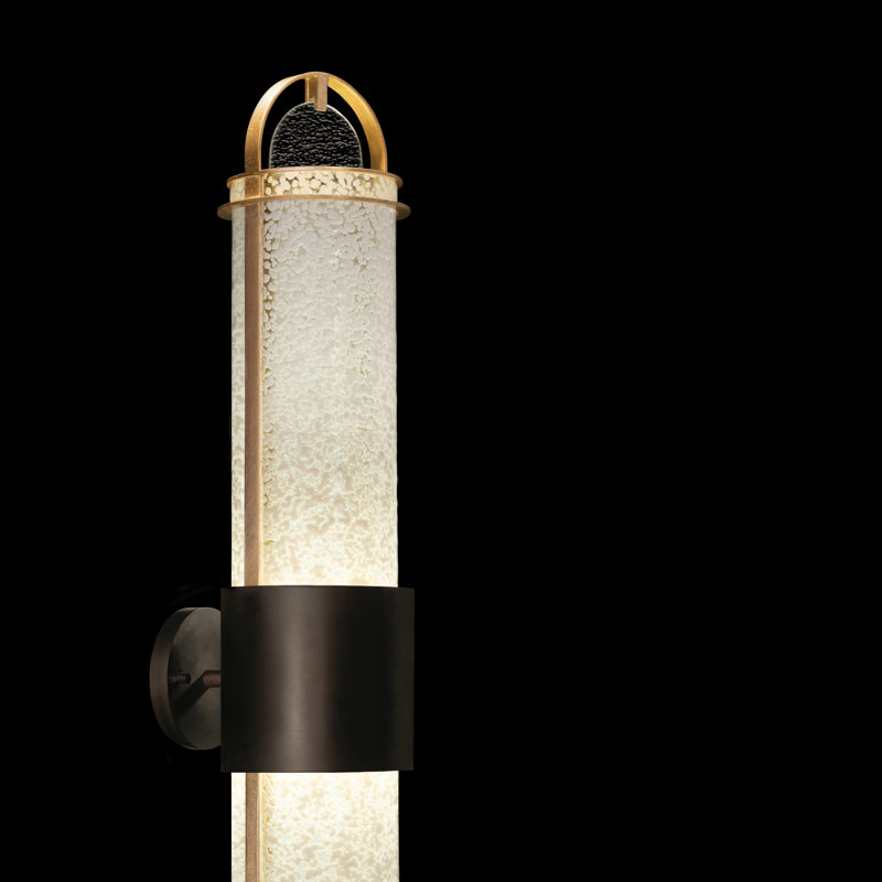 Elegant Black and Gold Dual-Light LED Sconce with Handcrafted Studio Glass