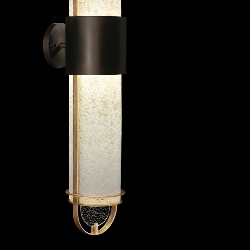 Eclipse Black and Gold Dual LED Sconce with Studio Glass
