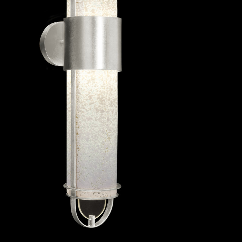 Silver Leaf Dual LED Sconce with Bahama Sand Studio Glass
