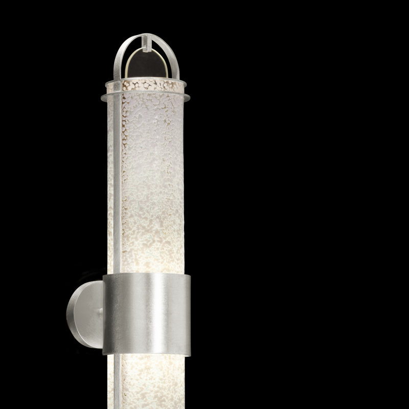 Silver Leaf Dual LED Sconce with Bahama Sand Studio Glass