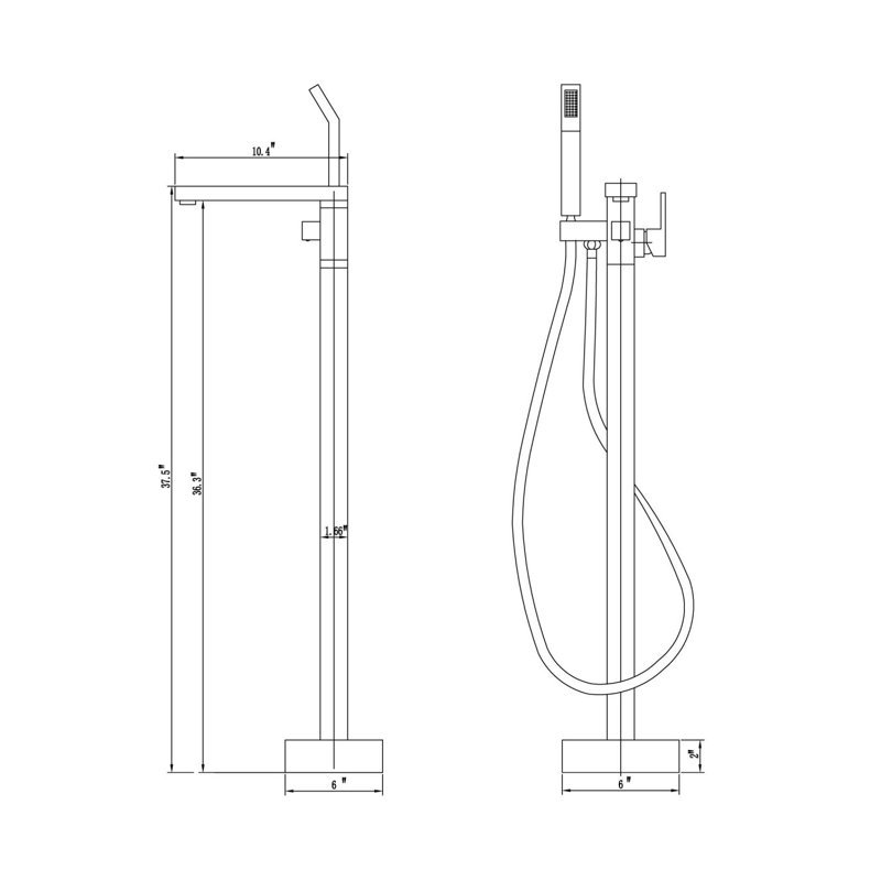 Brushed Nickel Freestanding Tub Filler with Hand Shower