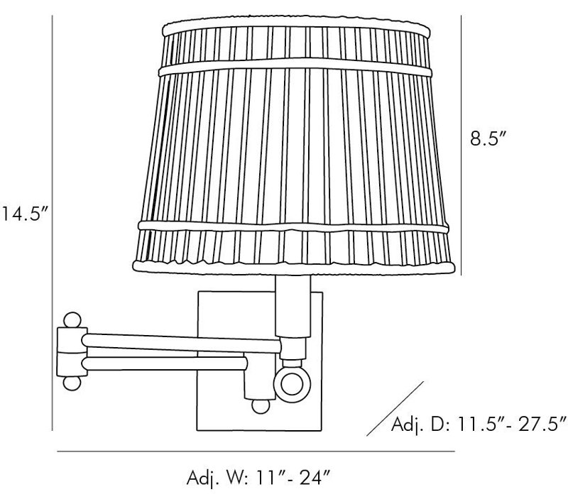 Sea Island Chrome 14.5" Swing Arm Sconce with Ivory Linen